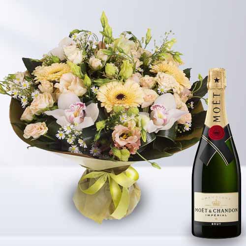 Moet And Flower Bouquet