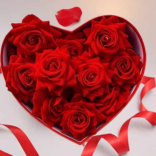Red Roses In A Heart-shaped Box