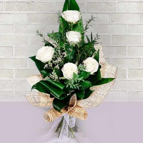 5 White Rose Bouquet