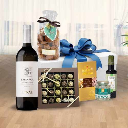 White Wine N Gourmet Delights Gift Box